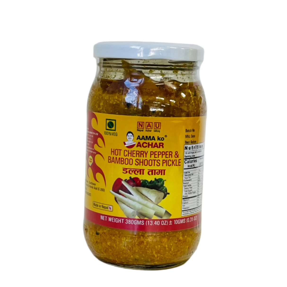 Aama Hot Cherry Pepper And Bamboo Pickle 380Gm