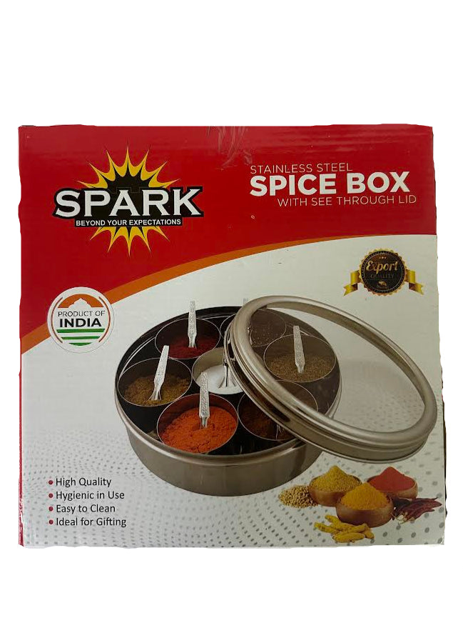 Spark Stainless Steel Masala Box With Glass Lid