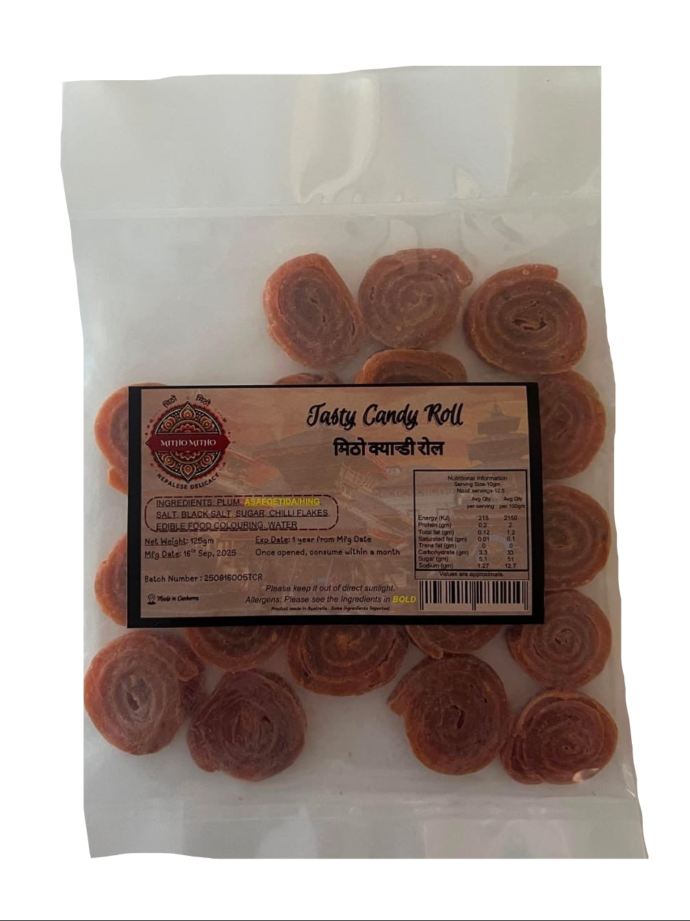 Mitho Mitho Tasty Candy Roll Paun 125Gm