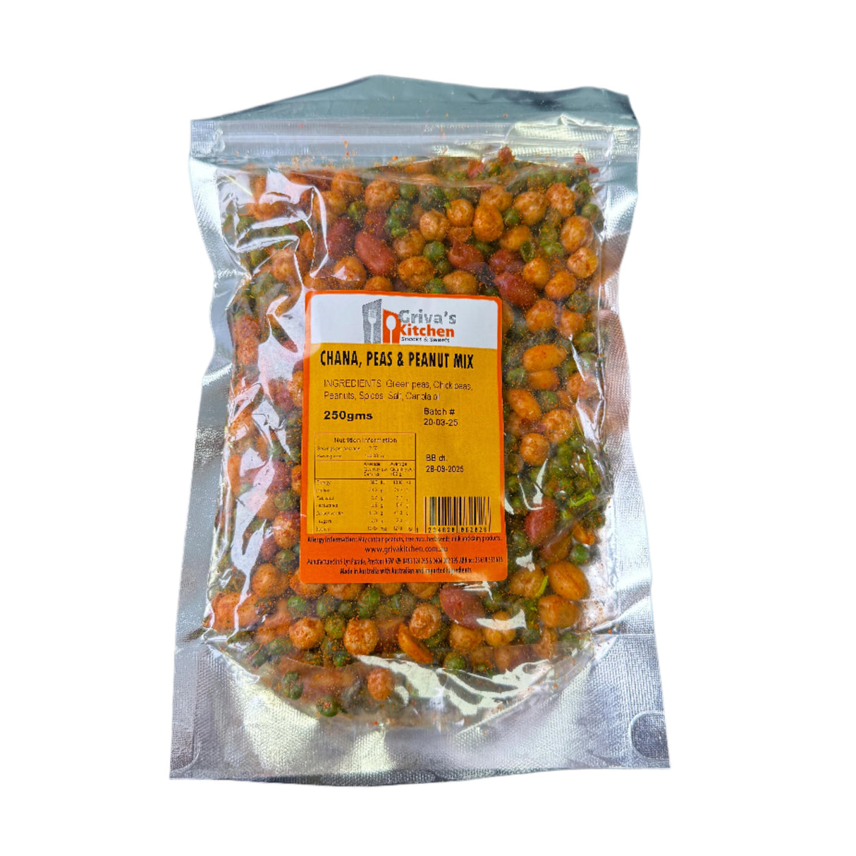 Griva's Kitchen Chana,Peas & Peanut Mix 250Gm