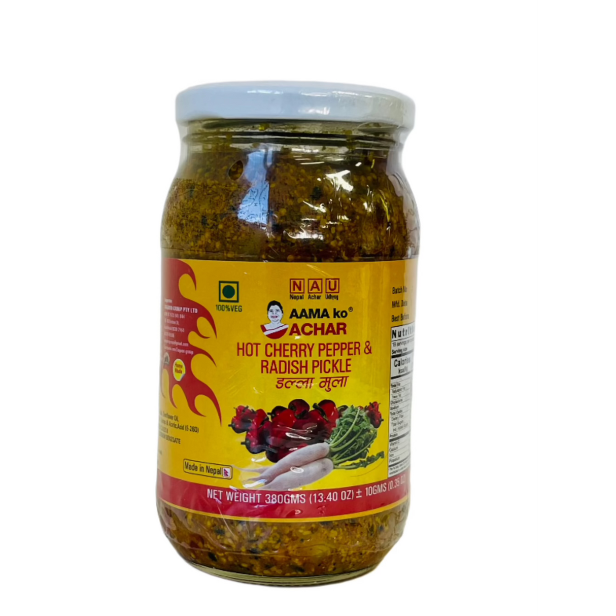 Aama Hot Cherry Pepper And Radish Pickle 380Gm