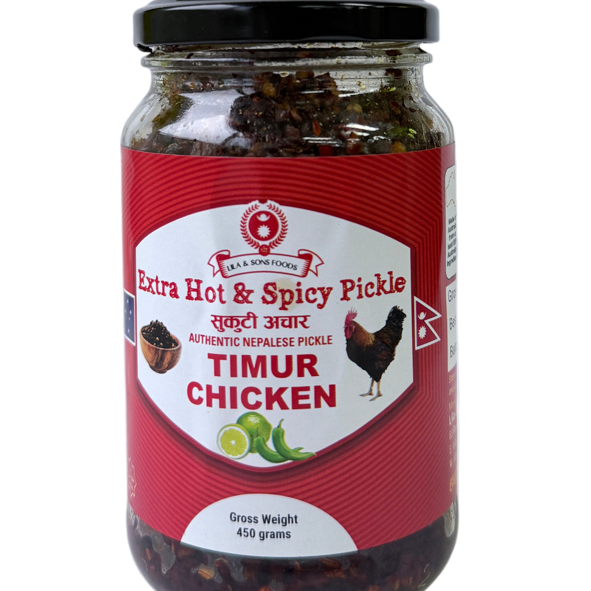 Lila & Sons Extra Hot & Spicy Timur Chicken Pickle 450Gm – Rice Spice ...