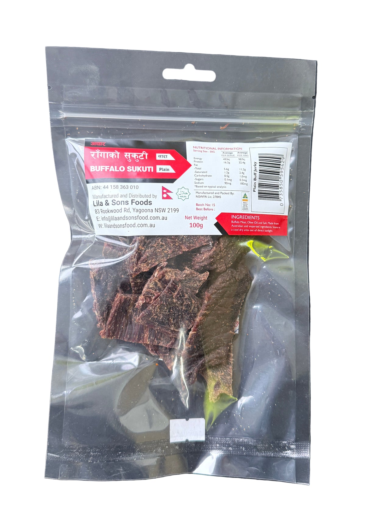 Lila & Sons Foods Plain Buff Sukuti 100Gm