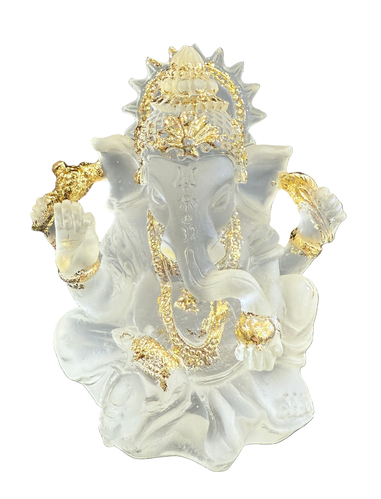 Gold Plated White Ganesh 1Pc
